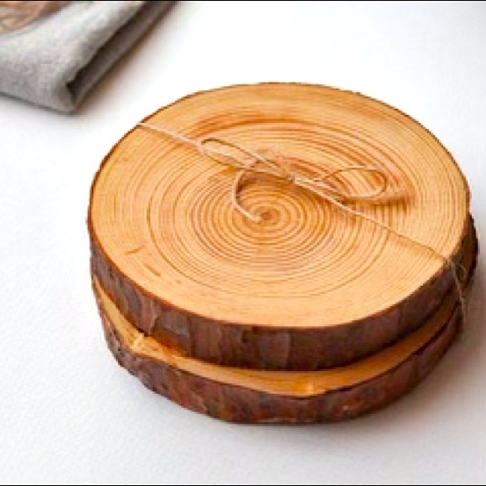 🍁2/$30 NEW Natural Pine wood Coasters Rustic